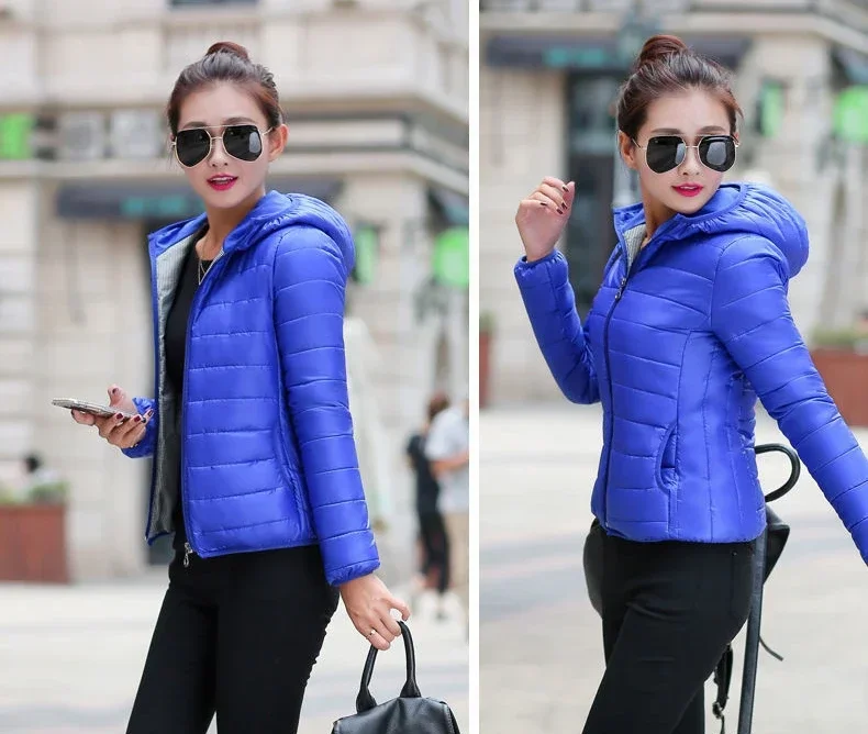 Jackets for Women Quilted Padded Lightweight Puffer Woman Coat Hoodie Short Yellow Thick Padding Feather Cropped Cute Modern Hot