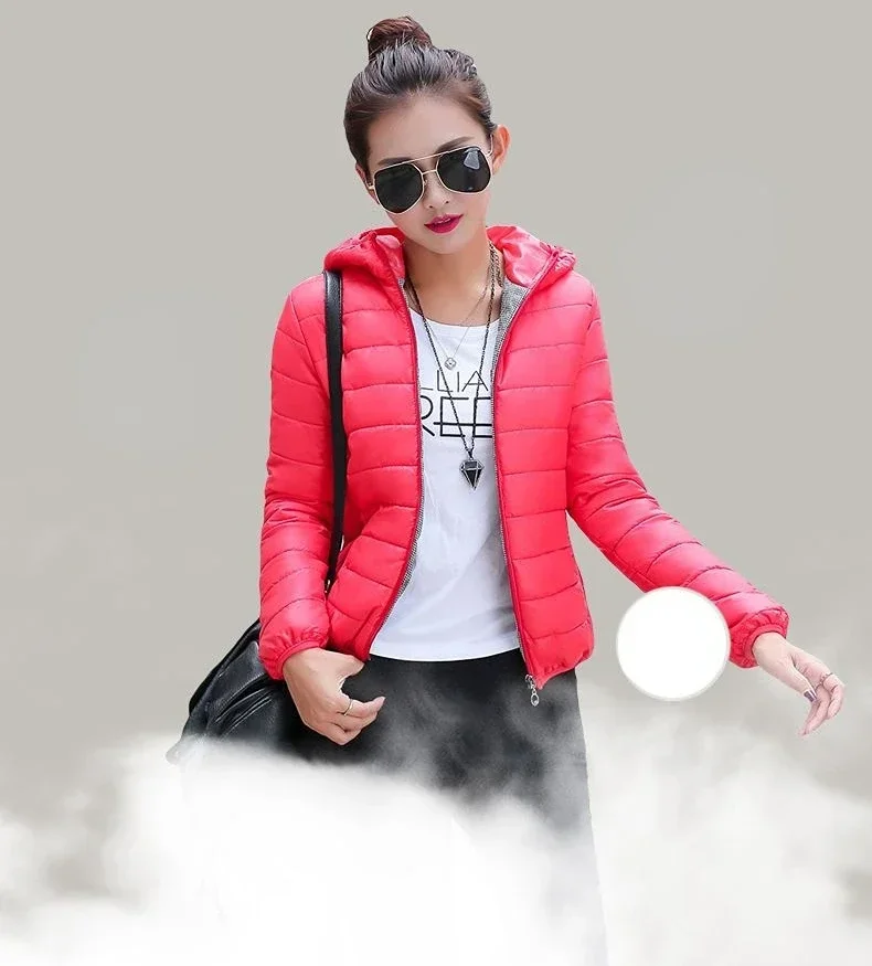 Jackets for Women Quilted Padded Lightweight Puffer Woman Coat Hoodie Short Yellow Thick Padding Feather Cropped Cute Modern Hot