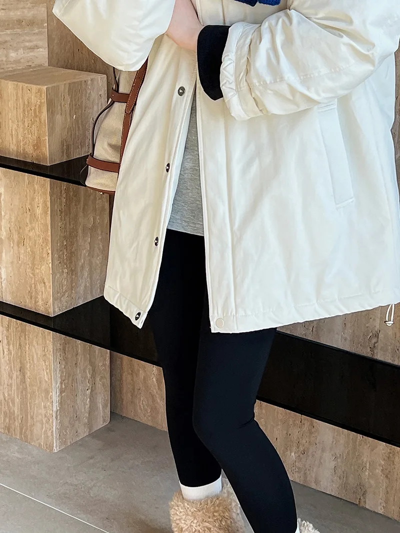 [LANMREM] Office Lady Cotton Padded Coat For Women Stand Neck Single Breasted Minimalism Warm Jackets 2024 Winter New 26C1339