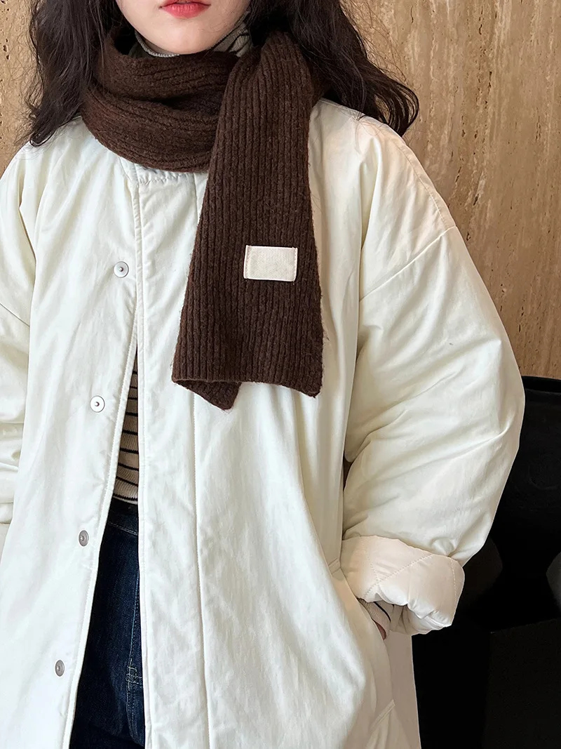 [LANMREM] Office Lady Cotton Padded Coat For Women Stand Neck Single Breasted Minimalism Warm Jackets 2024 Winter New 26C1339