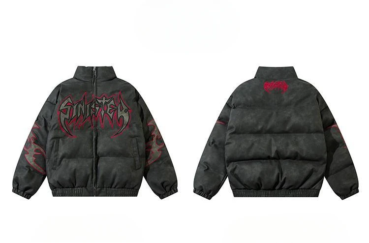 Vintage Letter Embroidery Jackets Women Men Harajuku Parkas Stand Neck Casual Loose Coat Streetwear Y2k Aesthetic Grunge Outwear