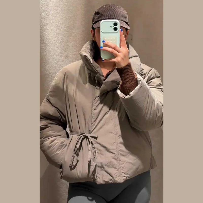 Warm Women's Detachable Scarf Collar Hooded Cotton Coat Solid Full Sleeve Buttons Pocket Thicken Jacket 2025 Winter Lady Outwear