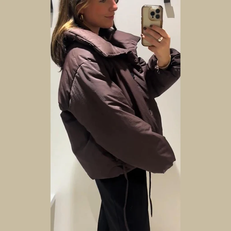 Warm Women's Detachable Scarf Collar Hooded Cotton Coat Solid Full Sleeve Buttons Pocket Thicken Jacket 2025 Winter Lady Outwear
