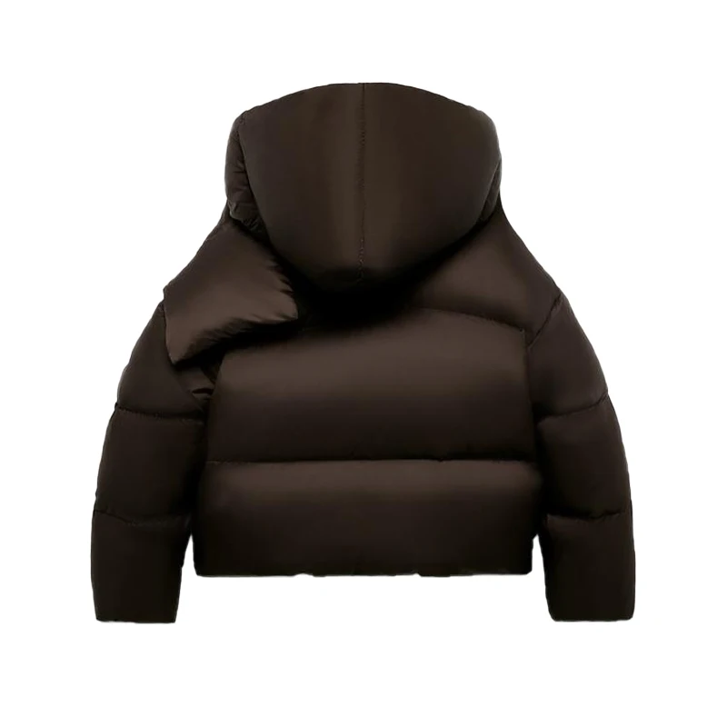 Warm Women's Detachable Scarf Collar Hooded Cotton Coat Solid Full Sleeve Buttons Pocket Thicken Jacket 2025 Winter Lady Outwear