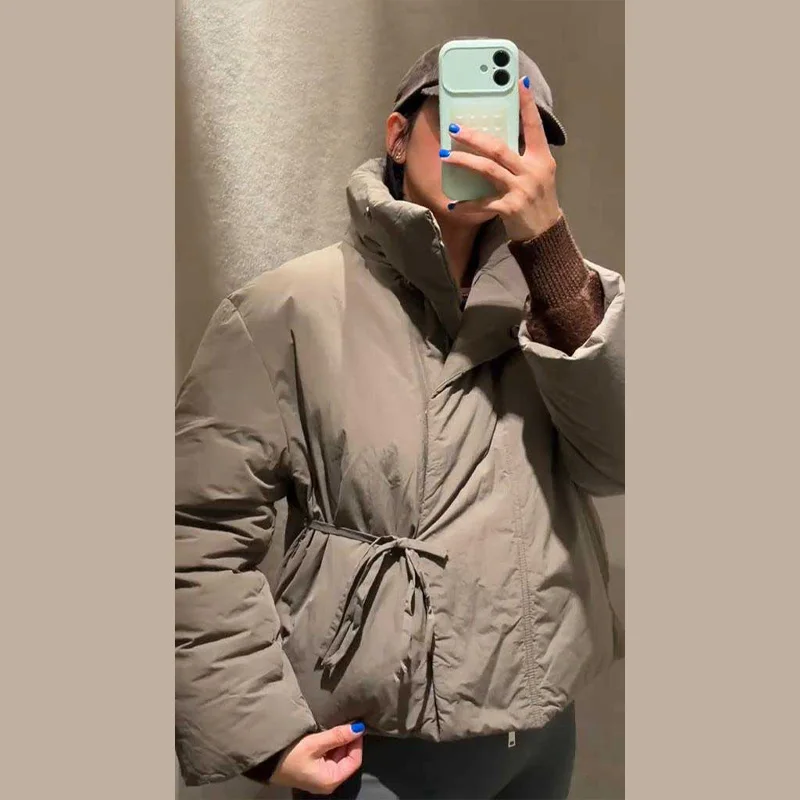 Warm Women's Detachable Scarf Collar Hooded Cotton Coat Solid Full Sleeve Buttons Pocket Thicken Jacket 2025 Winter Lady Outwear