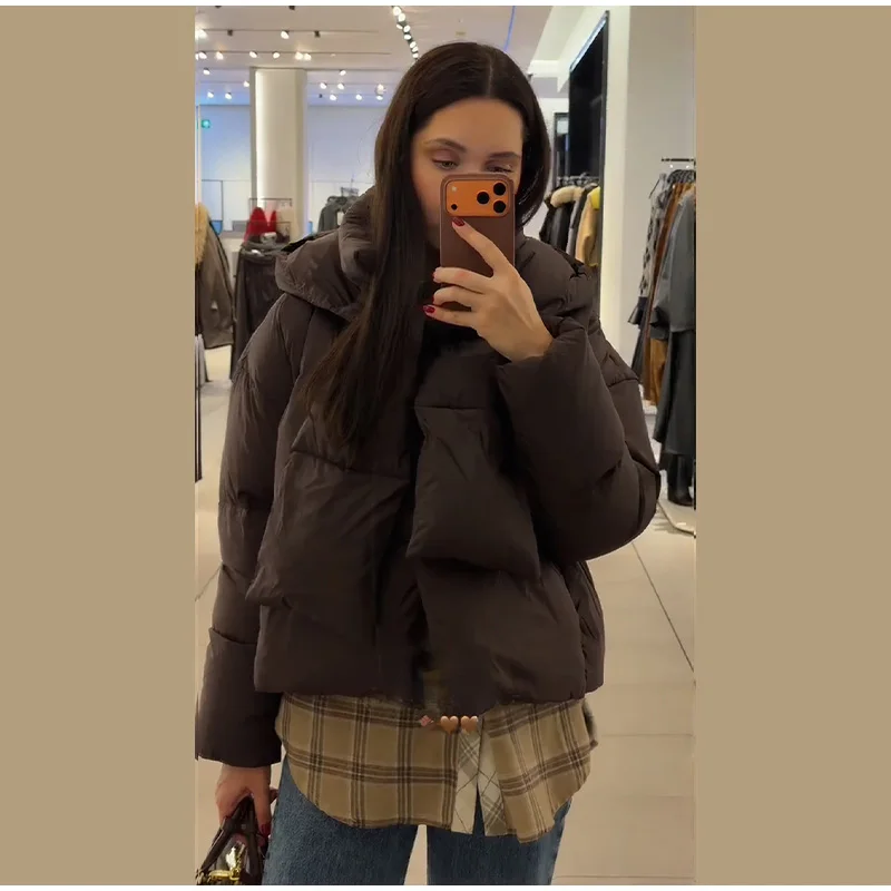 Warm Women's Detachable Scarf Collar Hooded Cotton Coat Solid Full Sleeve Buttons Pocket Thicken Jacket 2025 Winter Lady Outwear