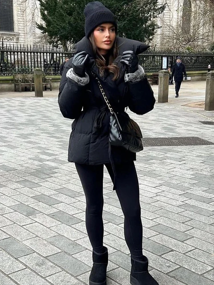 Women Winter Hooded Quilted Jacket Single Breasted Puffer Full Sleeve Padded Cotton Coats Lady Warm Daily Commute Outwear
