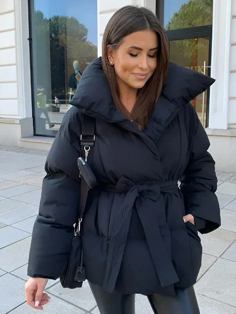 Women Winter Hooded Quilted Jacket Single Breasted Puffer Full Sleeve Padded Cotton Coats Lady Warm Daily Commute Outwear
