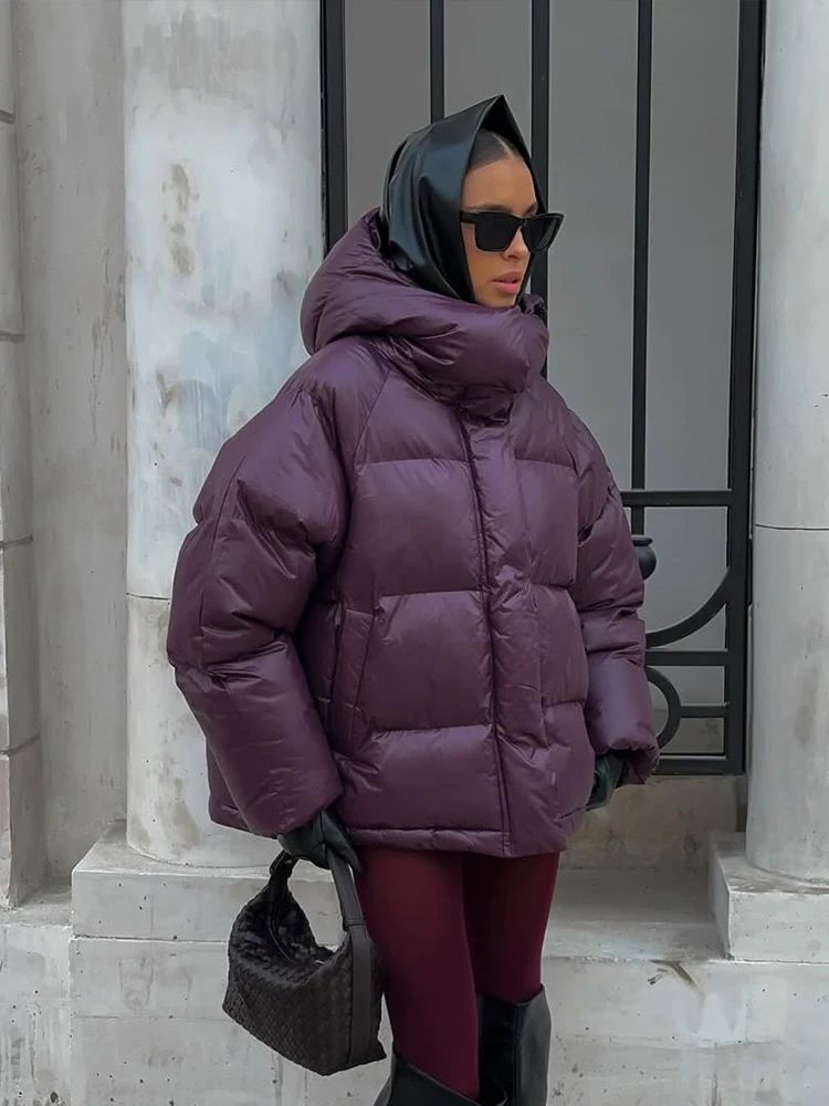Women Winter Hooded Quilted Jacket Single Breasted Puffer Full Sleeve Padded Cotton Coats Lady Warm Daily Commute Outwear