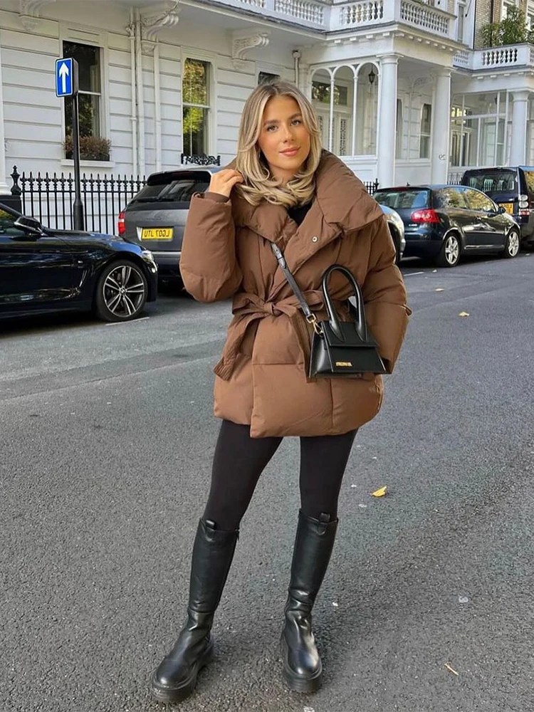 Women Winter Hooded Quilted Jacket Single Breasted Puffer Full Sleeve Padded Cotton Coats Lady Warm Daily Commute Outwear