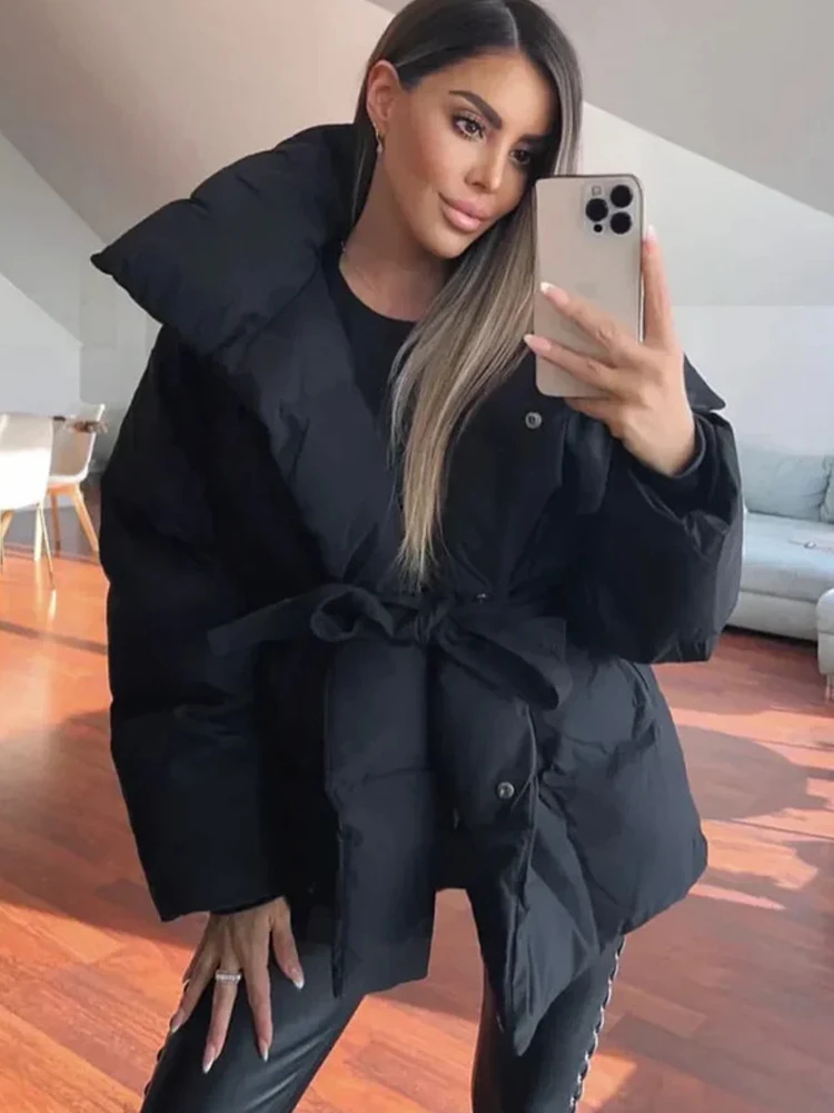 Women Winter Hooded Quilted Jacket Single Breasted Puffer Full Sleeve Padded Cotton Coats Lady Warm Daily Commute Outwear
