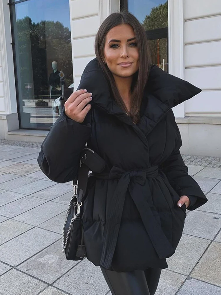 Women Winter Hooded Quilted Jacket Single Breasted Puffer Full Sleeve Padded Cotton Coats Lady Warm Daily Commute Outwear