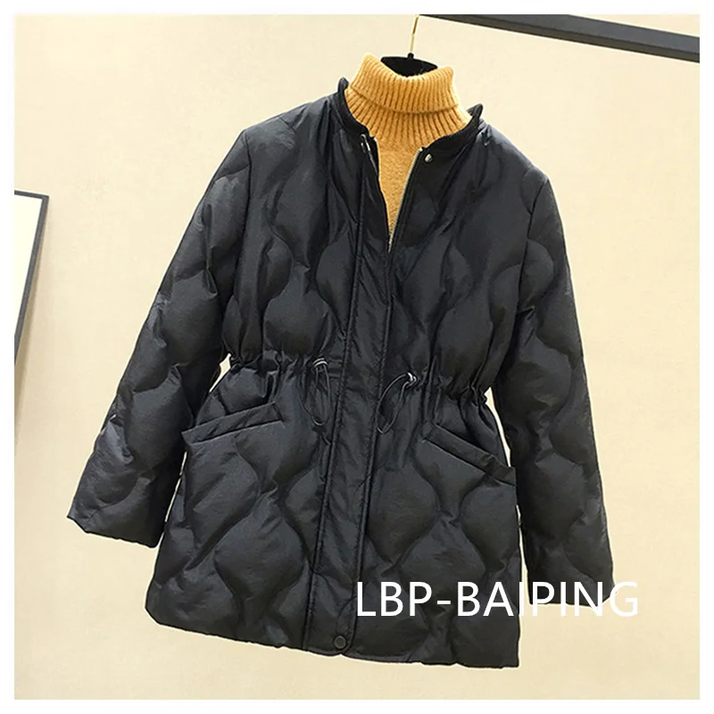 2025 New Winter Women Parkas Down Cotton Overcoat Female Casual Thick Warm Windproof Waist Padded Cotton Outwear Coat Female