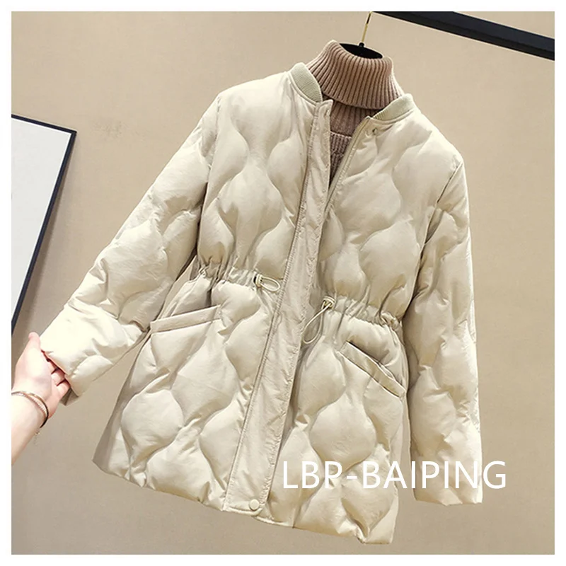 2025 New Winter Women Parkas Down Cotton Overcoat Female Casual Thick Warm Windproof Waist Padded Cotton Outwear Coat Female