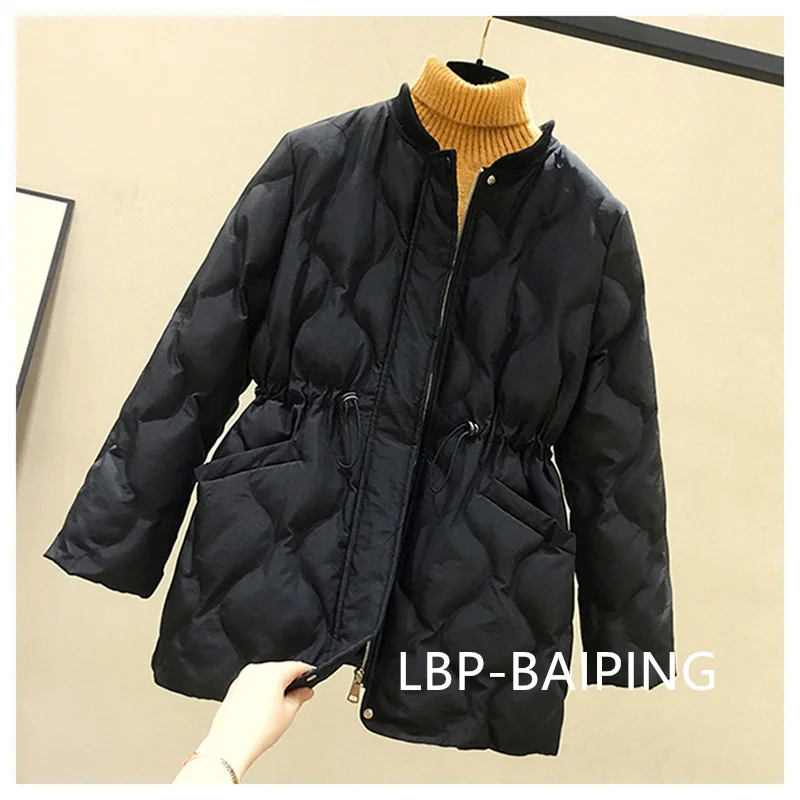 2025 New Winter Women Parkas Down Cotton Overcoat Female Casual Thick Warm Windproof Waist Padded Cotton Outwear Coat Female