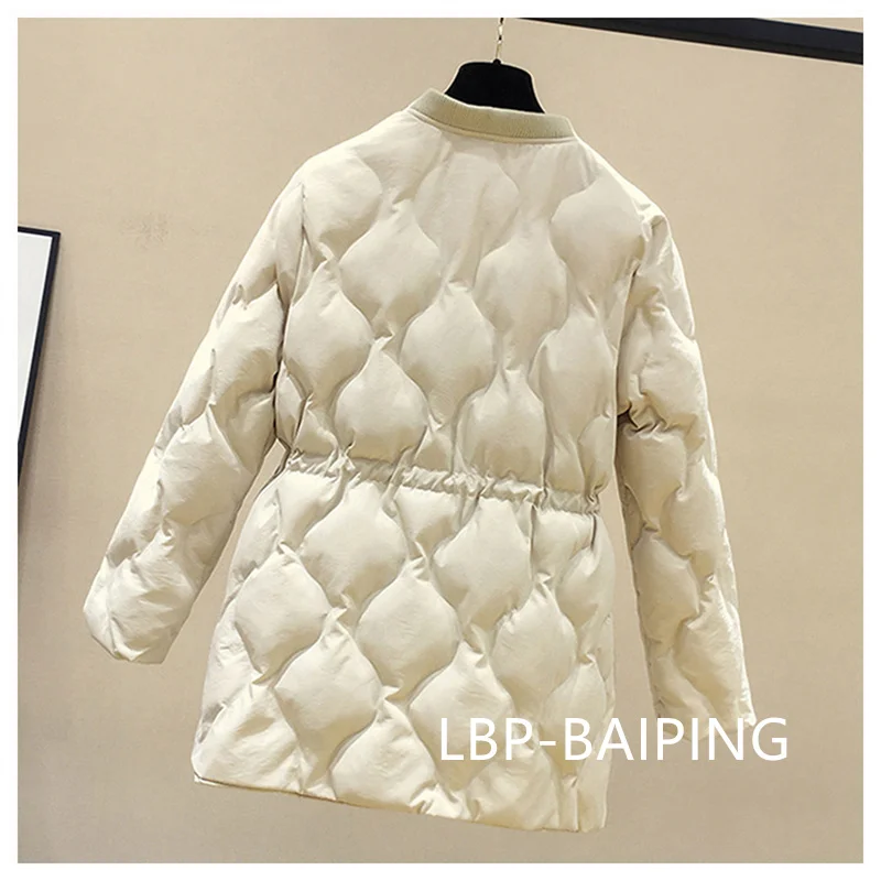 2025 New Winter Women Parkas Down Cotton Overcoat Female Casual Thick Warm Windproof Waist Padded Cotton Outwear Coat Female