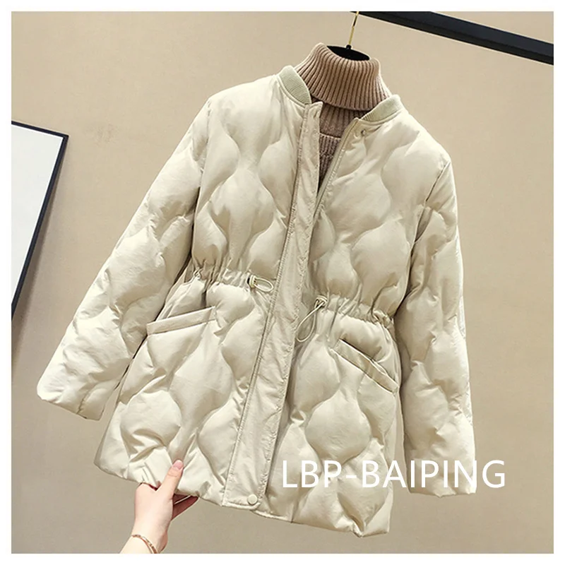 2025 New Winter Women Parkas Down Cotton Overcoat Female Casual Thick Warm Windproof Waist Padded Cotton Outwear Coat Female