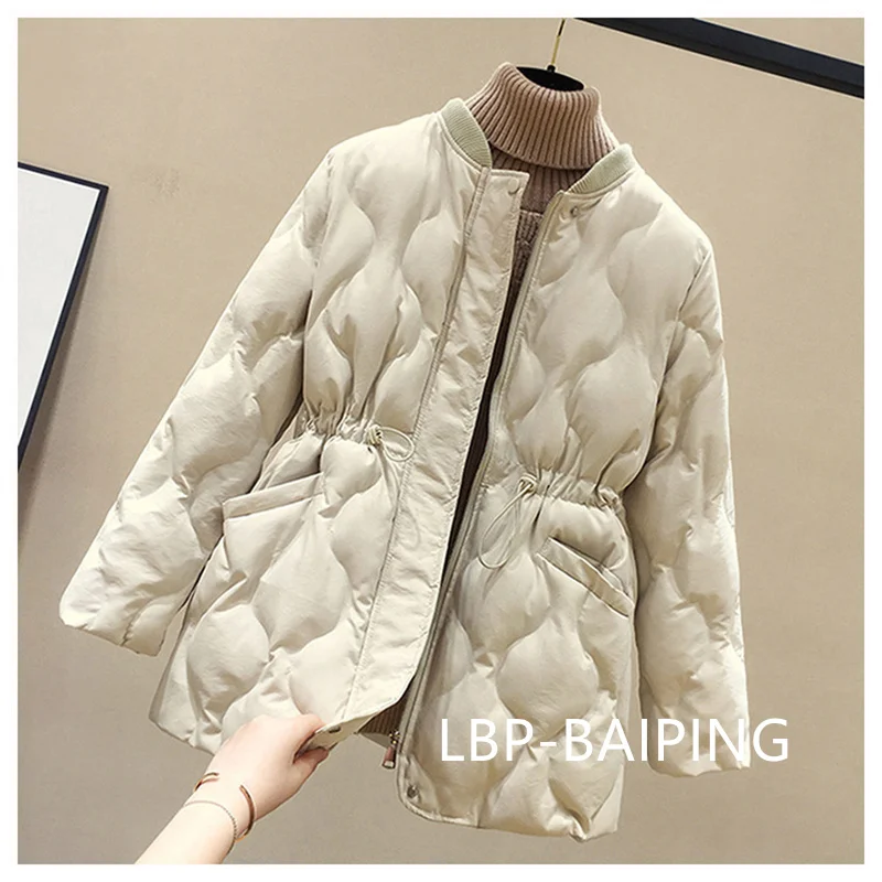 2025 New Winter Women Parkas Down Cotton Overcoat Female Casual Thick Warm Windproof Waist Padded Cotton Outwear Coat Female