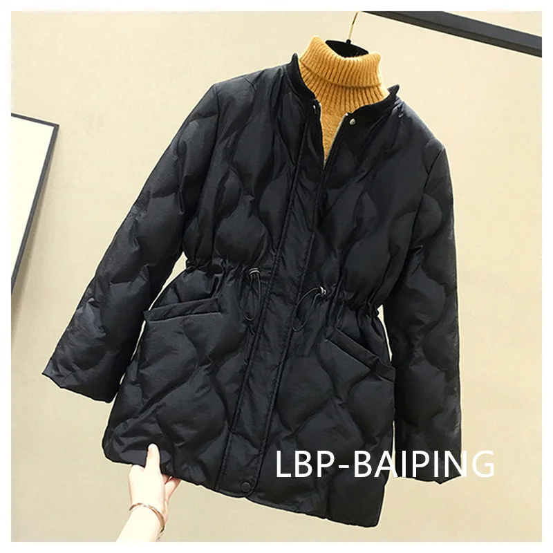 2025 New Winter Women Parkas Down Cotton Overcoat Female Casual Thick Warm Windproof Waist Padded Cotton Outwear Coat Female