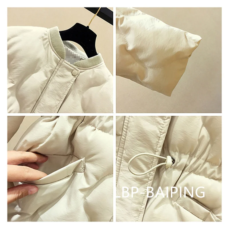 2025 New Winter Women Parkas Down Cotton Overcoat Female Casual Thick Warm Windproof Waist Padded Cotton Outwear Coat Female