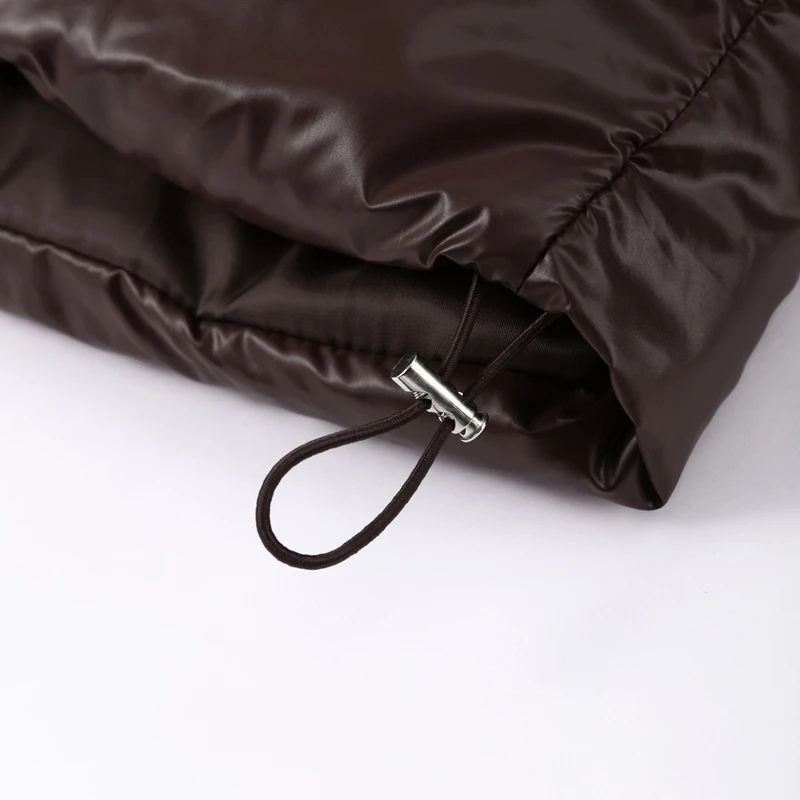 Detachable Hooded Women's Cotton Jacket lacquered Long Sleeve Zipper Pocket Female Coats Oversized Loose Casual Coats For Ladies