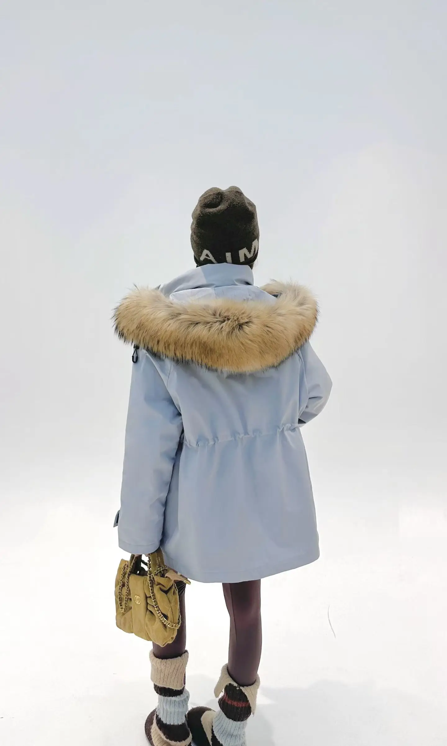 Korea All-match Women Winter Parkas Detachable Real Fur Collar Hooded Duck Down Jacket Mid-long Long Sleeve Casual Down Coat