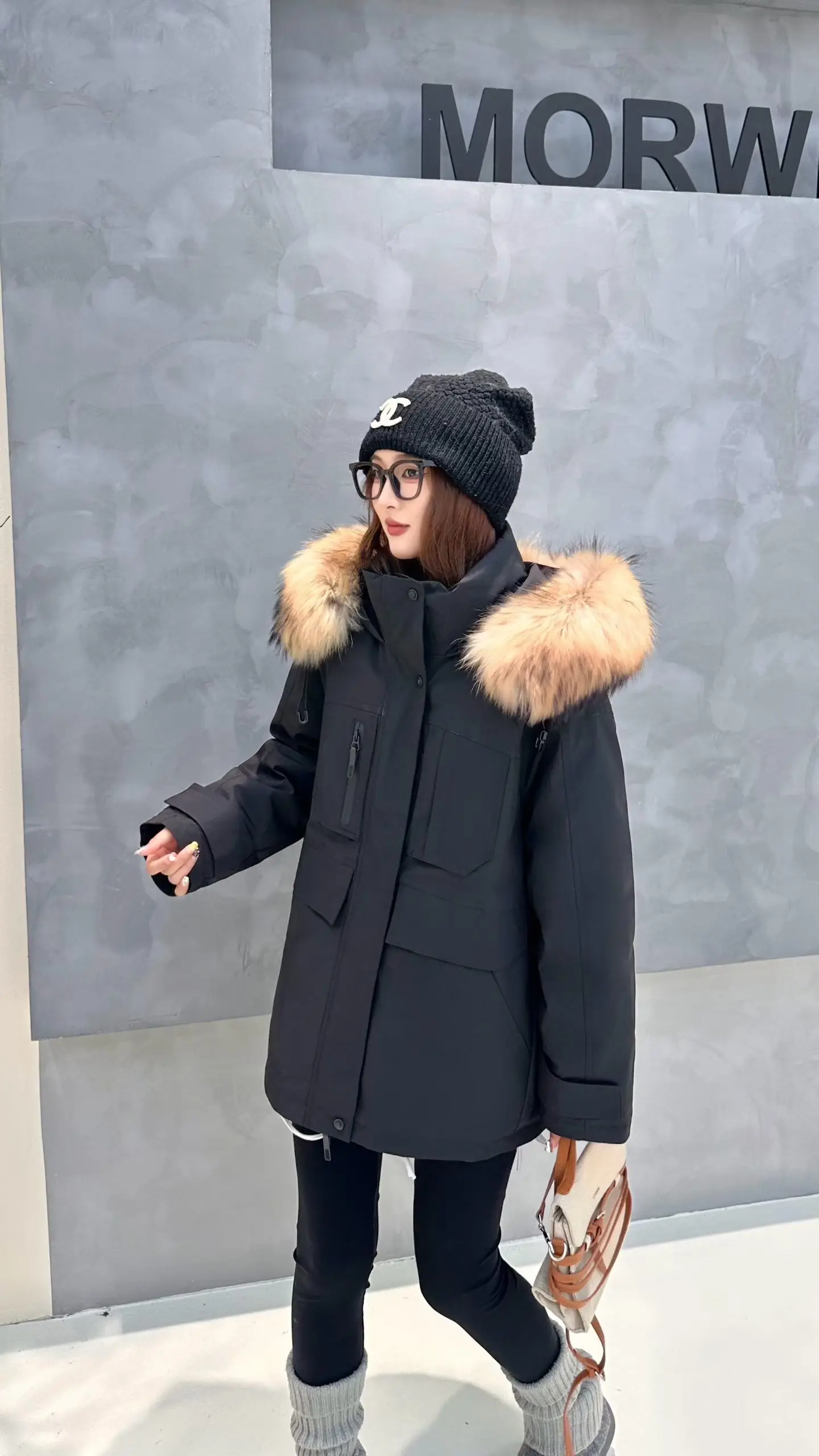 Korea All-match Women Winter Parkas Detachable Real Fur Collar Hooded Duck Down Jacket Mid-long Long Sleeve Casual Down Coat