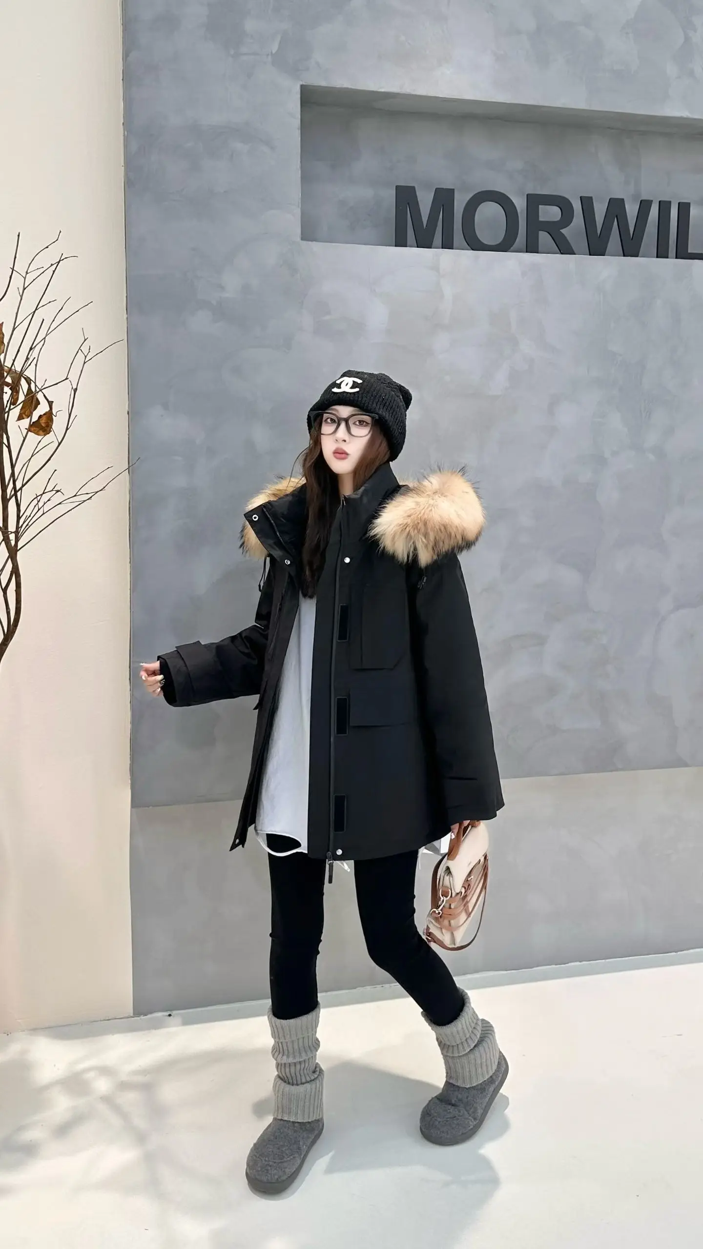 Korea All-match Women Winter Parkas Detachable Real Fur Collar Hooded Duck Down Jacket Mid-long Long Sleeve Casual Down Coat