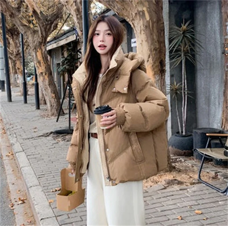 2024 New Winter Parka Women Hooded Short Down Jacket Thick Cotton Coat Casual Cotton-padded jacket Ladies Outerwear Female