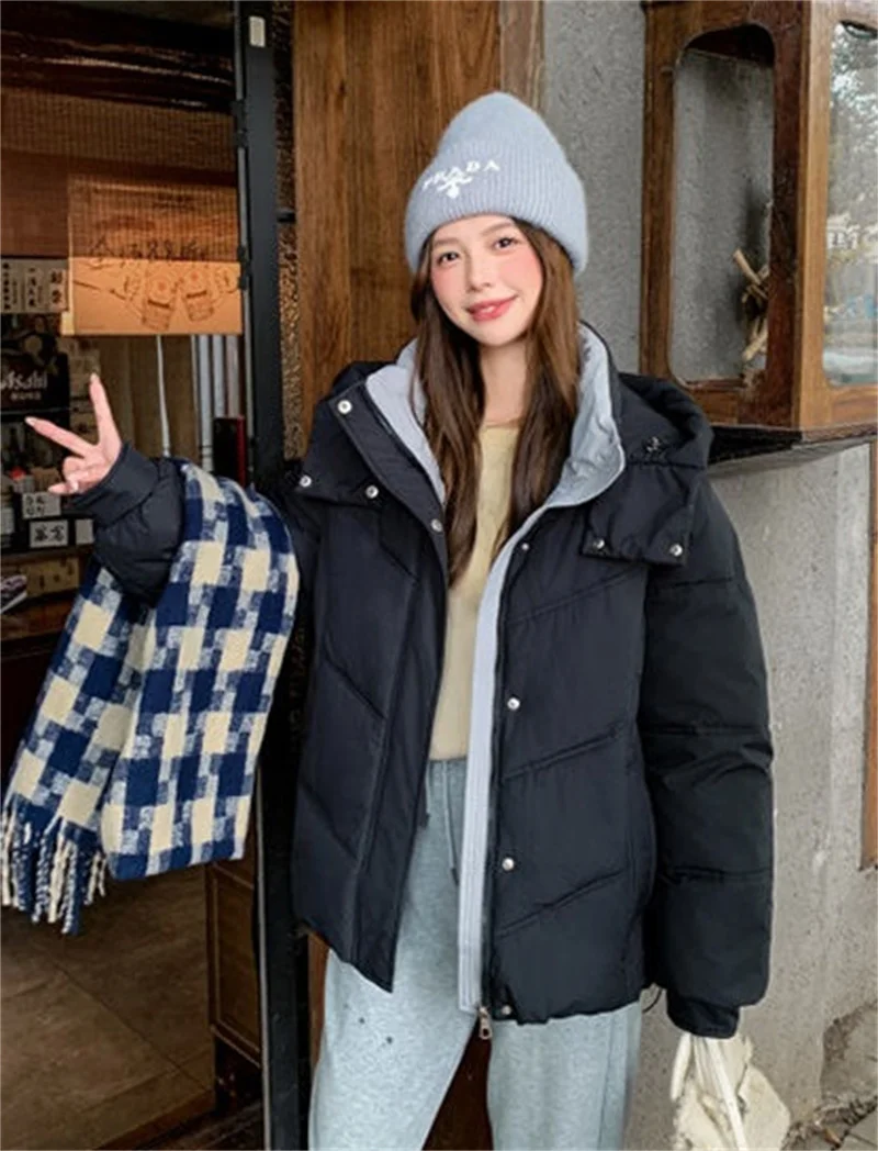 2024 New Winter Parka Women Hooded Short Down Jacket Thick Cotton Coat Casual Cotton-padded jacket Ladies Outerwear Female