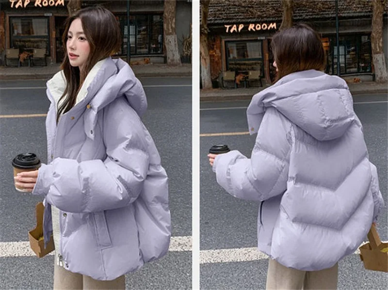 2024 New Winter Parka Women Hooded Short Down Jacket Thick Cotton Coat Casual Cotton-padded jacket Ladies Outerwear Female