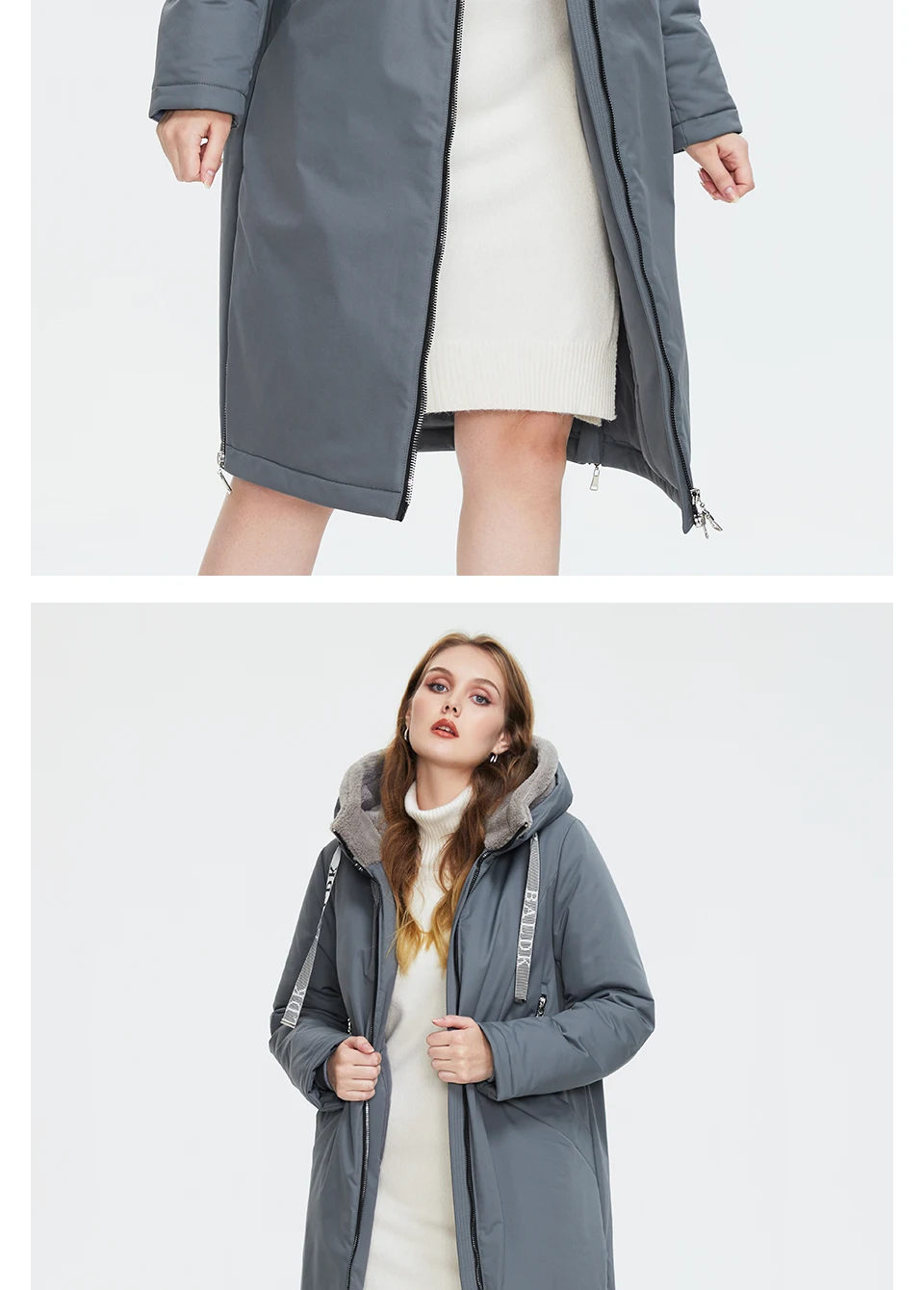 Astrid Women's winter parka Long Casual Hooded fur mink down Minimalist style jackets for women coat plus size parkas AT-10089