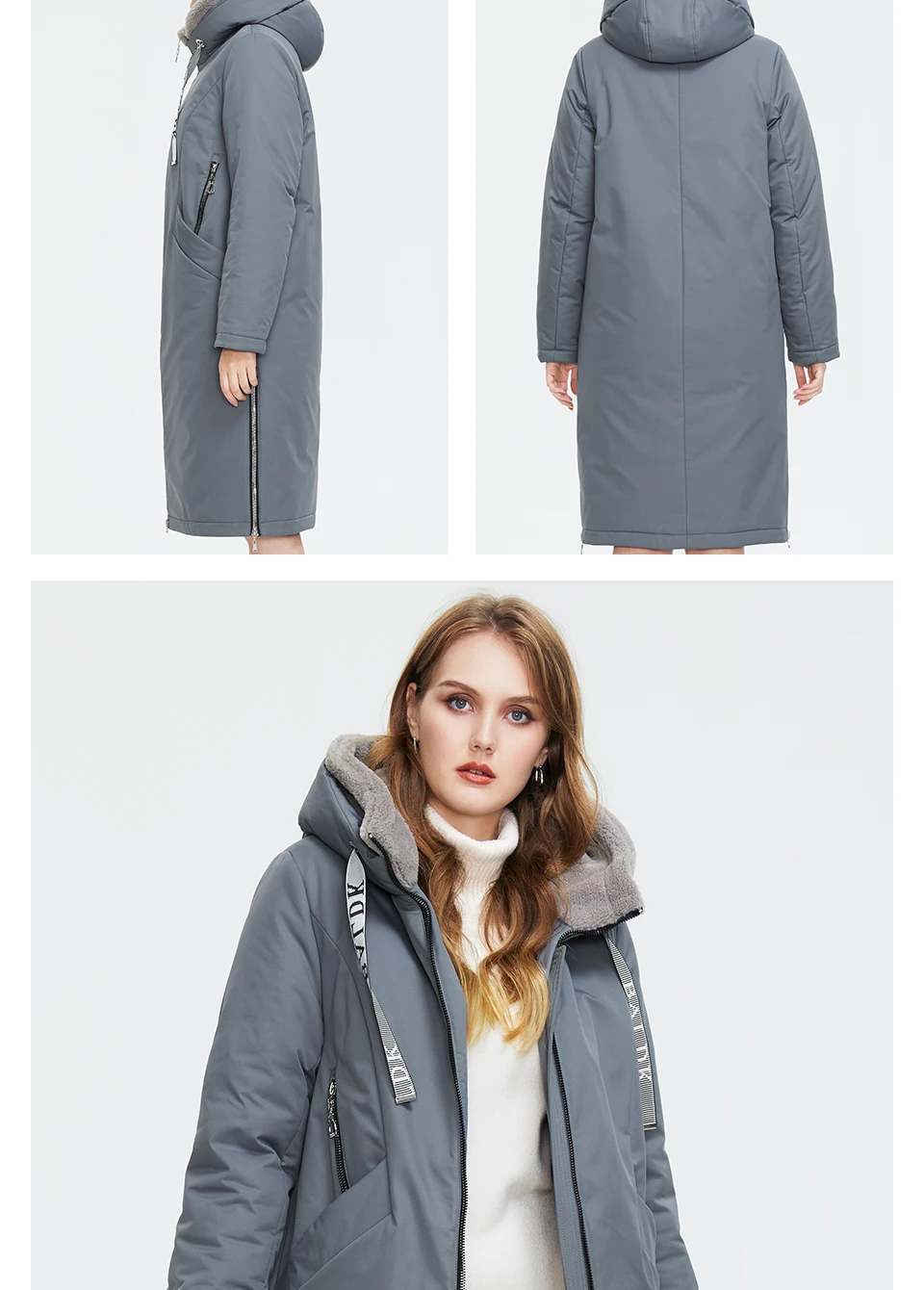 Astrid Women's winter parka Long Casual Hooded fur mink down Minimalist style jackets for women coat plus size parkas AT-10089