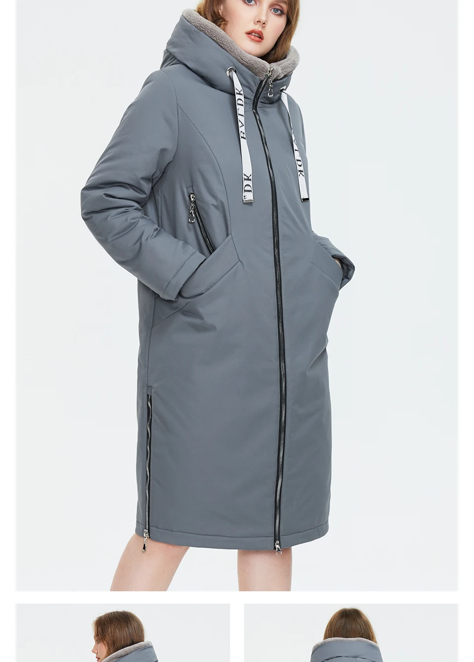 Astrid Women's winter parka Long Casual Hooded fur mink down Minimalist style jackets for women coat plus size parkas AT-10089