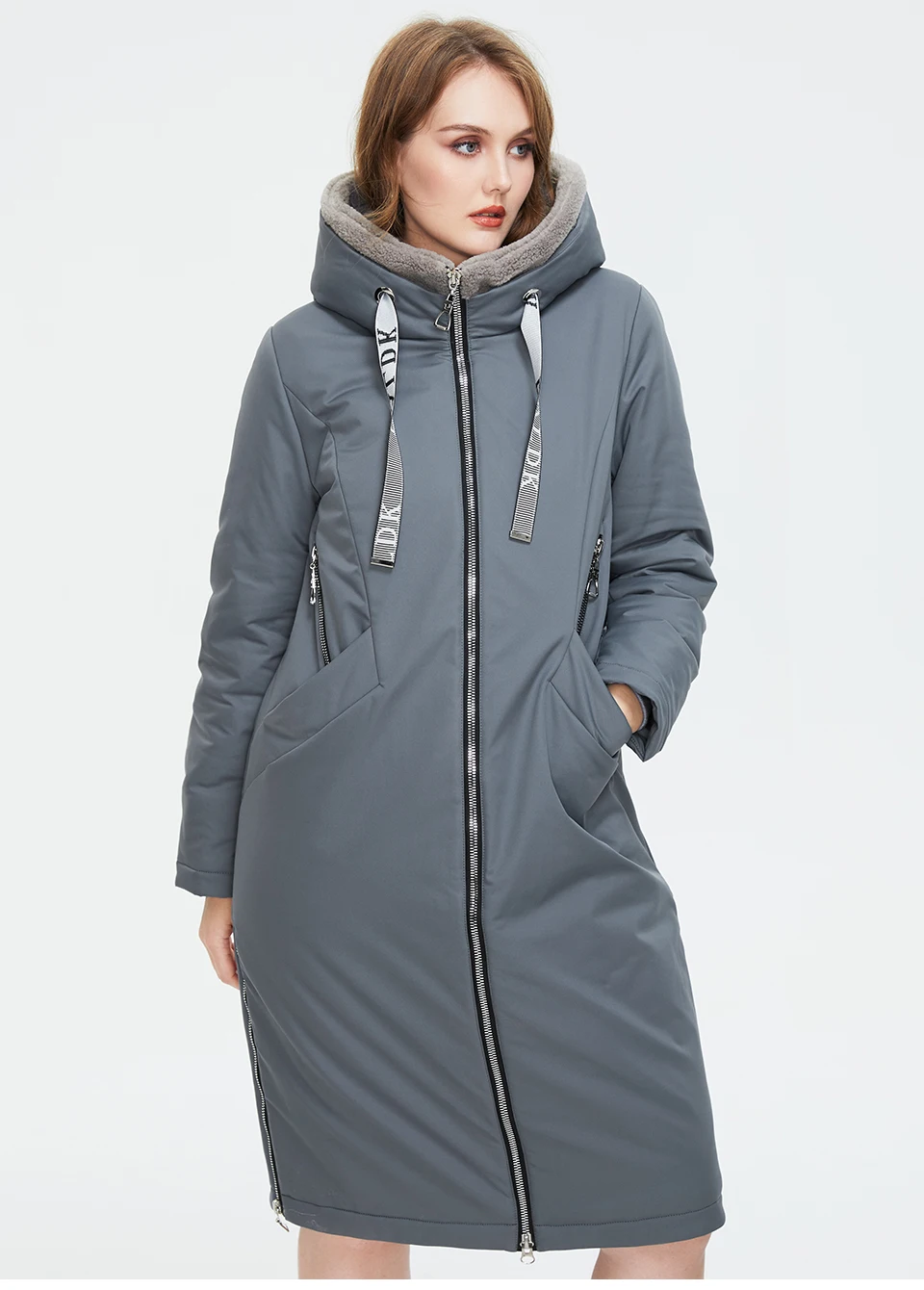 Astrid Women's winter parka Long Casual Hooded fur mink down Minimalist style jackets for women coat plus size parkas AT-10089