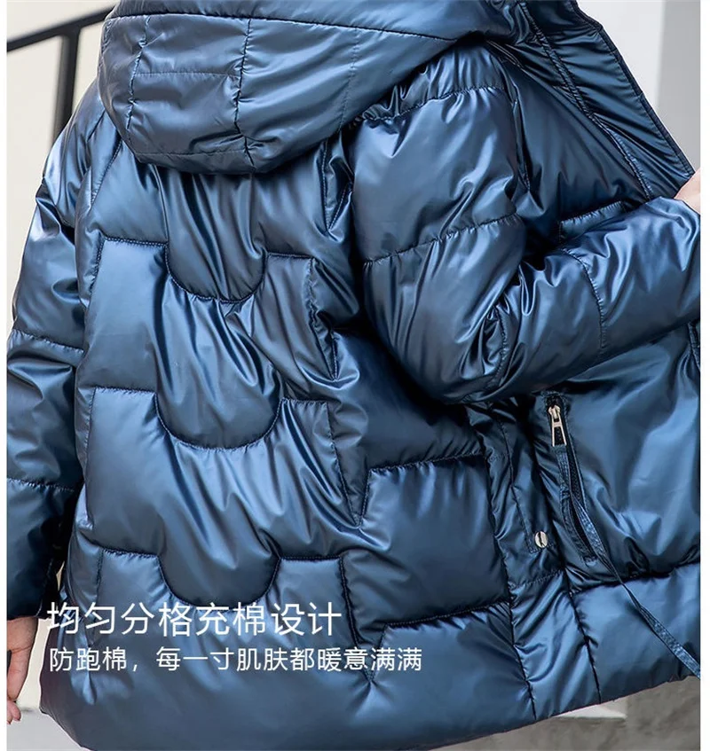 2026 New Winter Jacket Women Parkas Glossy Down Cotton Padded Parka Female Jacket Solid ColorThick Outwear Hooded Warm Outcoat