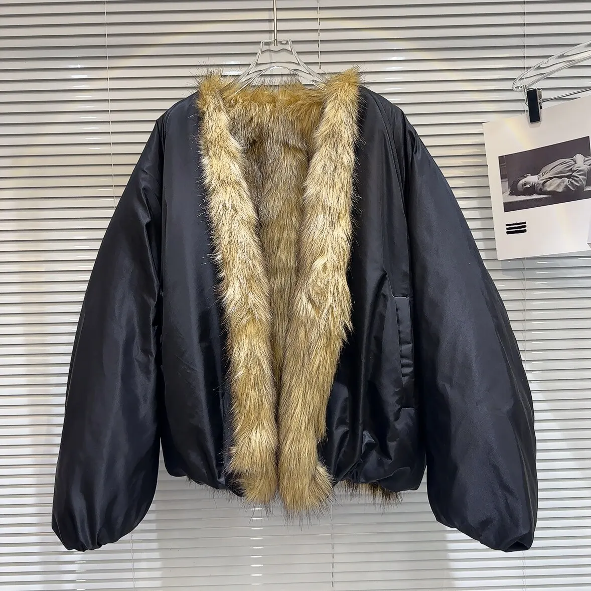 DEAT Fashion Women's Wool Liner Warm Coats 2023 Winter New Round Neck Long Sleeves Cotton-padded Jacket Female Trendy 11XX6710