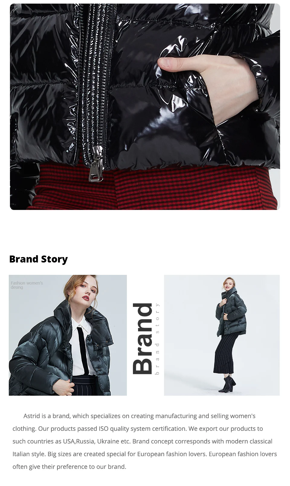 Astrid 2022 New Winter Women's coat women warm thick parka fashion black short Jacket with raccoon fur hood female clothing 7267