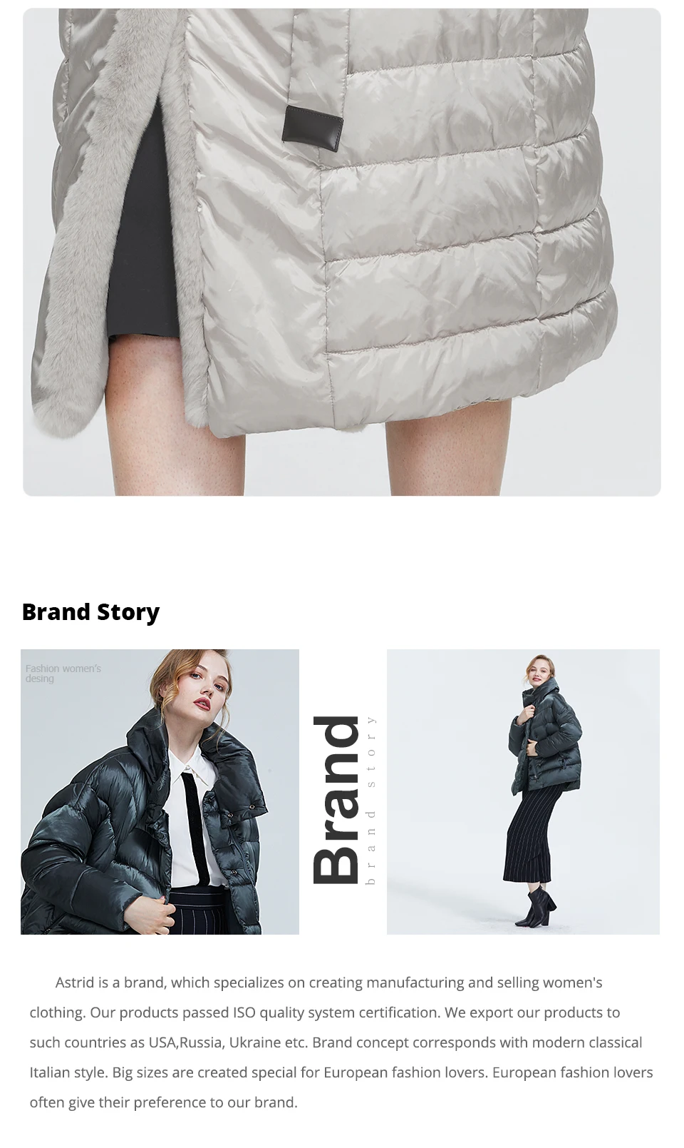 Astrid 2022 New Winter Women's coat women parka long warm Jacket with Rabbit fur hood large sizes female clothing Design ZR-7518