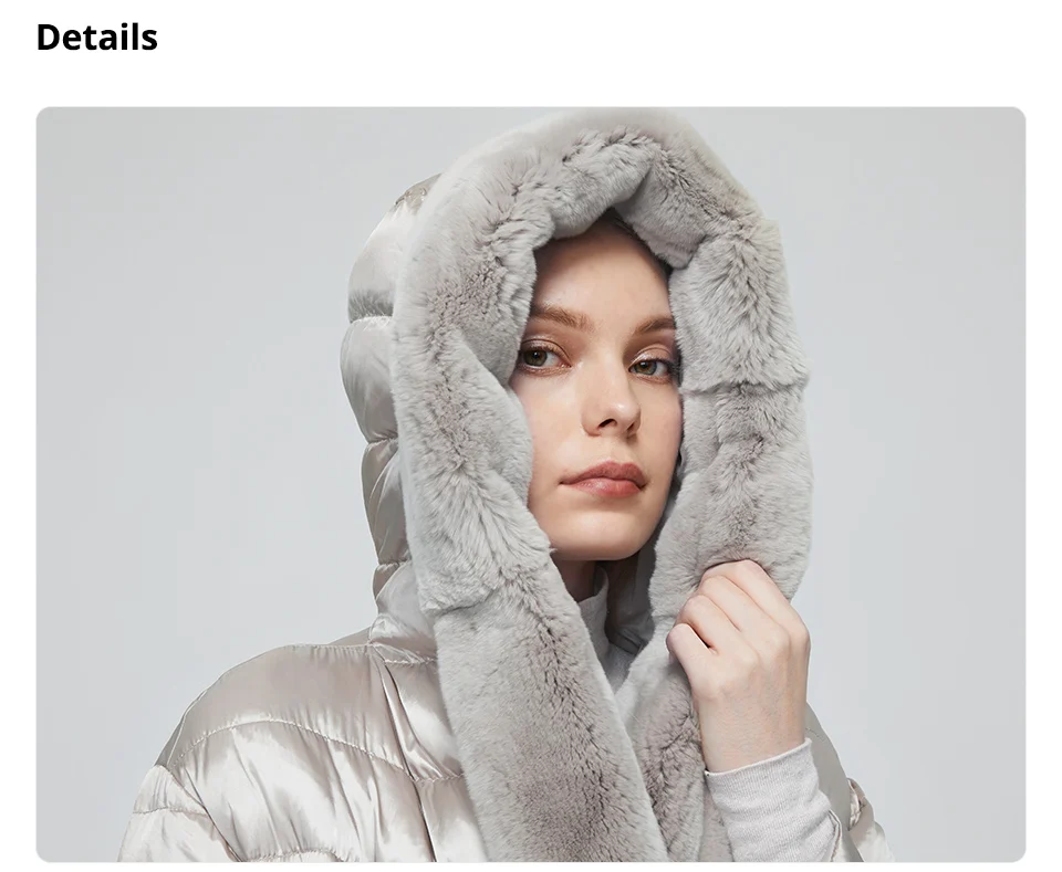 Astrid 2022 New Winter Women's coat women parka long warm Jacket with Rabbit fur hood large sizes female clothing Design ZR-7518