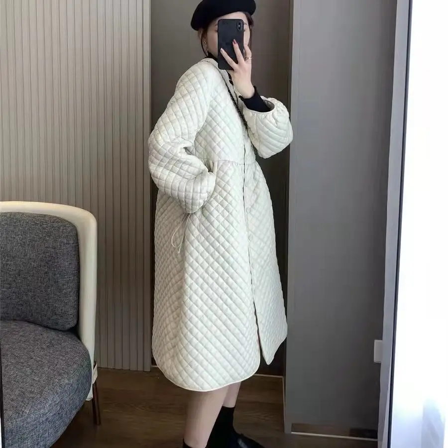 Retro Loose And Lightweight Cotton Dress Mid Length Coat Fashionable Women's Warm Down Cotton Jacket Jacket With Cotton Clip