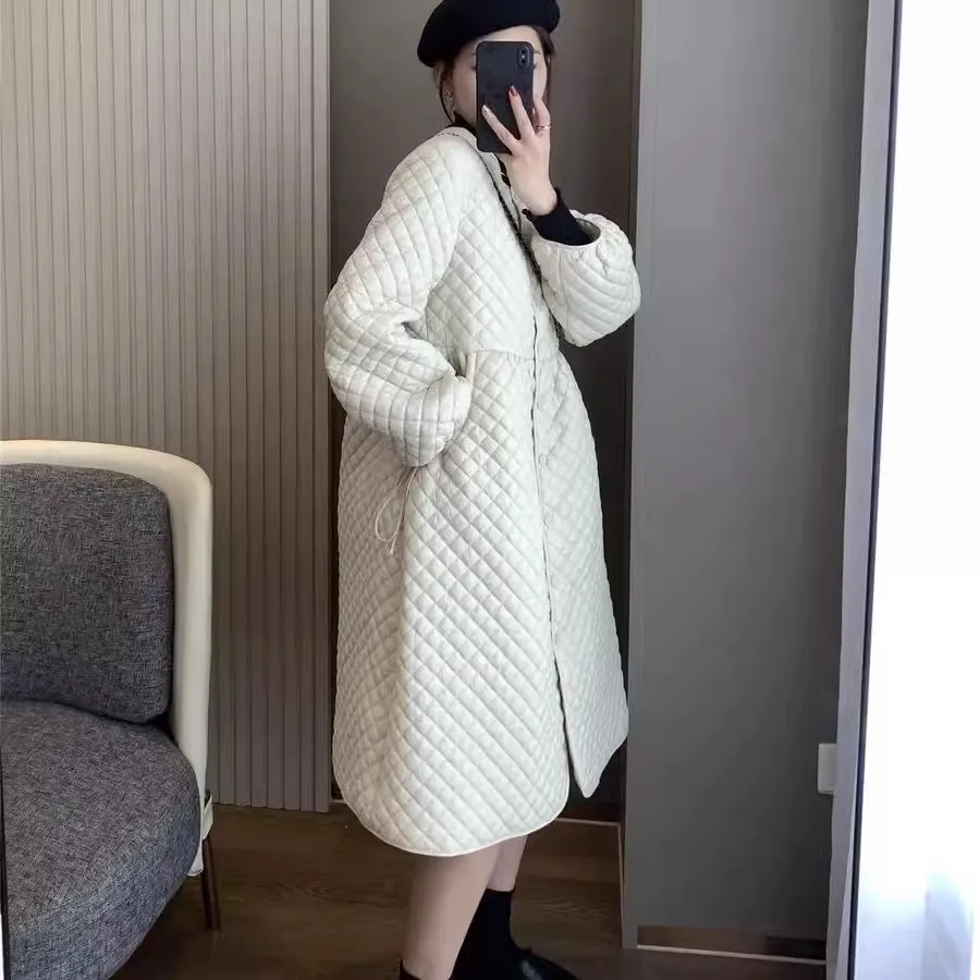 Retro Loose And Lightweight Cotton Dress Mid Length Coat Fashionable Women's Warm Down Cotton Jacket Jacket With Cotton Clip