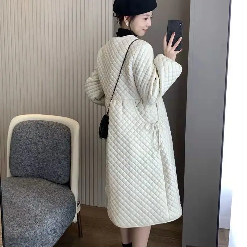 Retro Loose And Lightweight Cotton Dress Mid Length Coat Fashionable Women's Warm Down Cotton Jacket Jacket With Cotton Clip