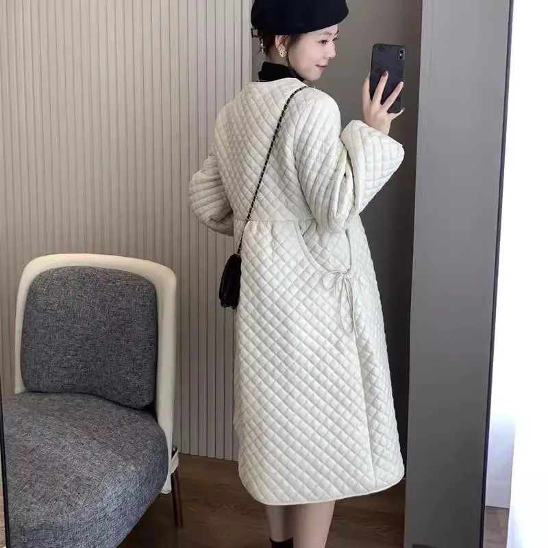 Retro Loose And Lightweight Cotton Dress Mid Length Coat Fashionable Women's Warm Down Cotton Jacket Jacket With Cotton Clip
