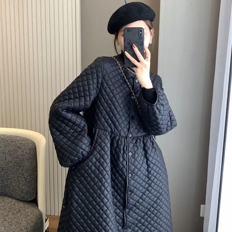Retro Loose And Lightweight Cotton Dress Mid Length Coat Fashionable Women's Warm Down Cotton Jacket Jacket With Cotton Clip