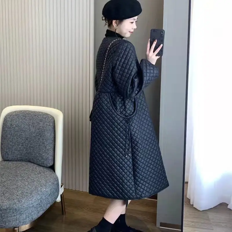 Retro Loose And Lightweight Cotton Dress Mid Length Coat Fashionable Women's Warm Down Cotton Jacket Jacket With Cotton Clip