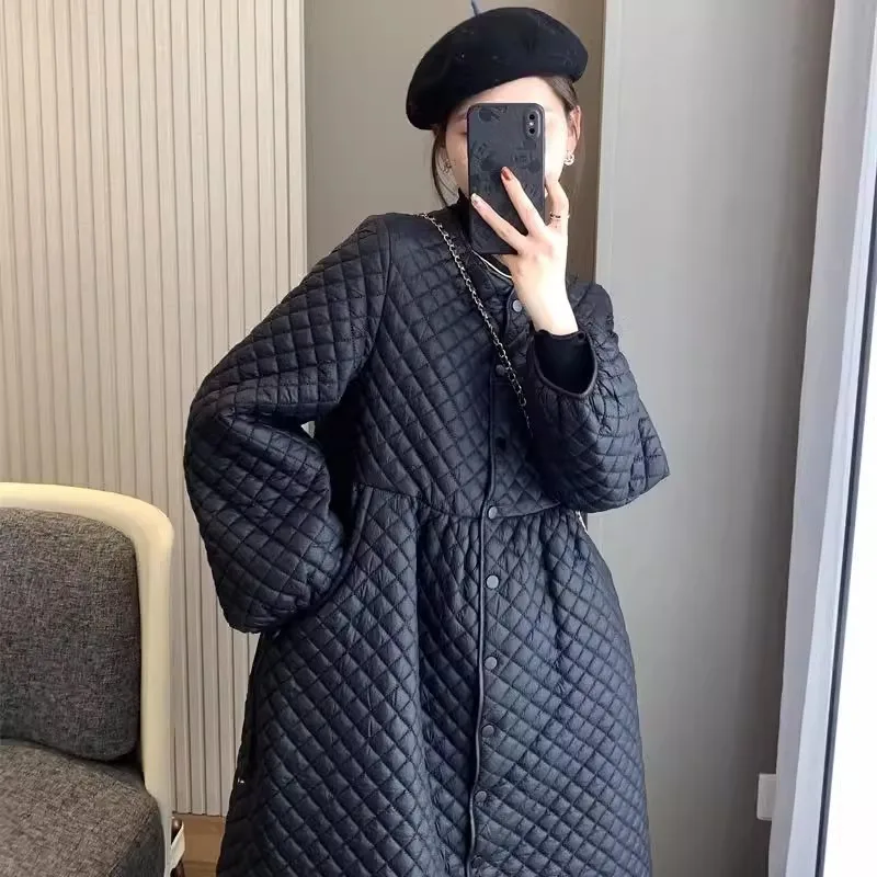 Retro Loose And Lightweight Cotton Dress Mid Length Coat Fashionable Women's Warm Down Cotton Jacket Jacket With Cotton Clip