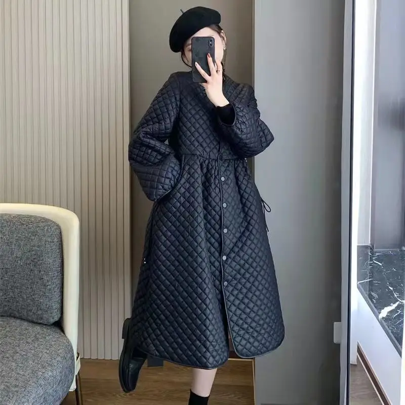 Retro Loose And Lightweight Cotton Dress Mid Length Coat Fashionable Women's Warm Down Cotton Jacket Jacket With Cotton Clip