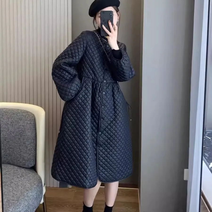 Retro Loose And Lightweight Cotton Dress Mid Length Coat Fashionable Women's Warm Down Cotton Jacket Jacket With Cotton Clip