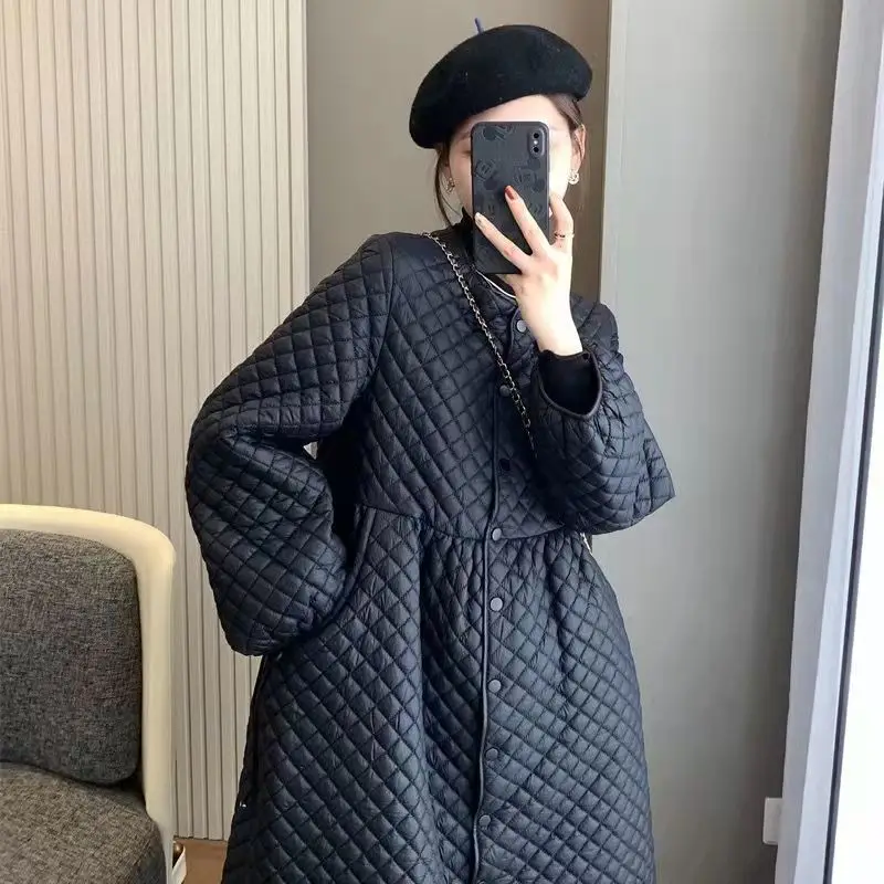 Retro Loose And Lightweight Cotton Dress Mid Length Coat Fashionable Women's Warm Down Cotton Jacket Jacket With Cotton Clip